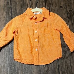 Janie and Jack baby boy orange button down size 6-12 months
